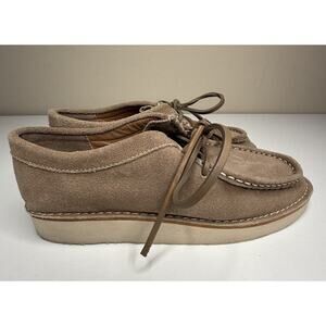 Beek Towhee Wallabee Womens 9 Sand Suede Wedge Lace Up Flat Oxford
